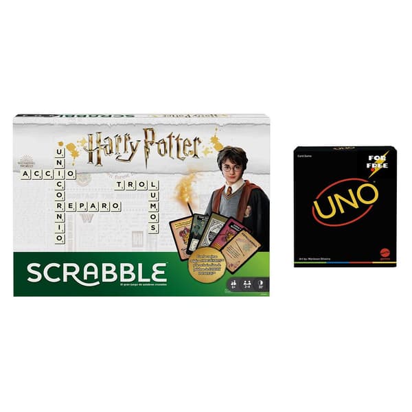 Mattel Games Minimalistisk Gratis Brætspil Scrabble Harry Potter + Uno Flerfarvet