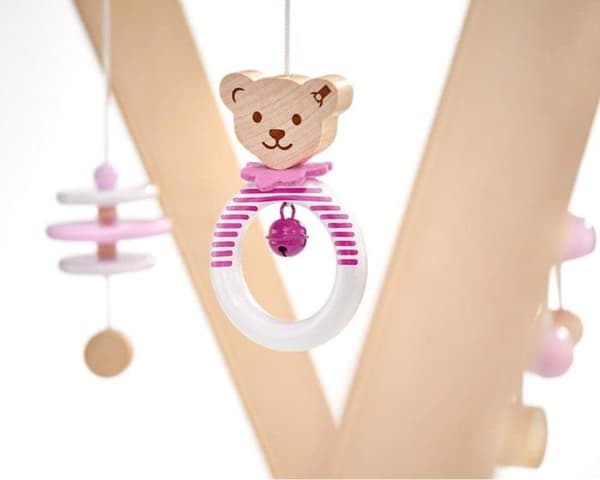 Aktivitetsbord - Selecta aktivitetsleksak - 64306 - Bear Steiff Trapeze i rosa trä 59 cm