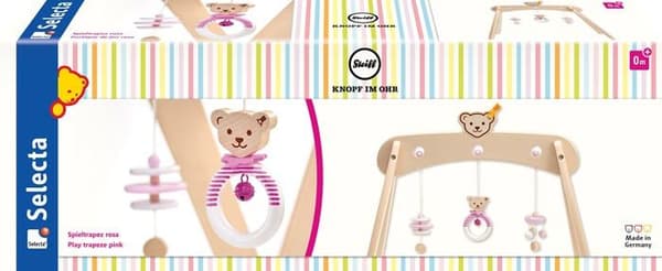 Aktivitetsbord - Selecta aktivitetsleksak - 64306 - Bear Steiff Trapeze i rosa trä 59 cm