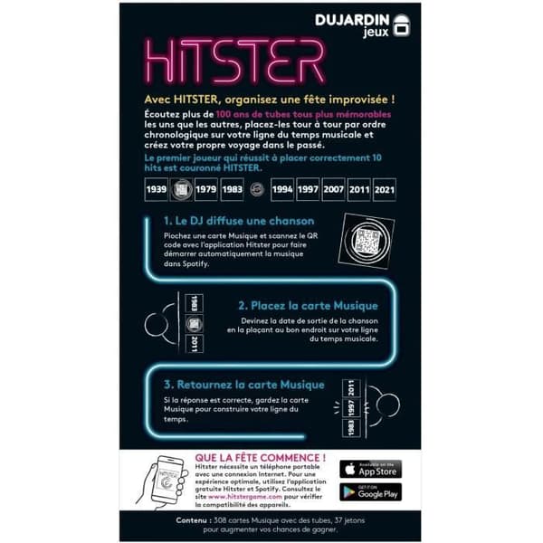 Hitster - Brädspel - DUJARDIN - Fördjupa dig i det musikaliska universum med HITSTER och återupplev 100 år av hits!