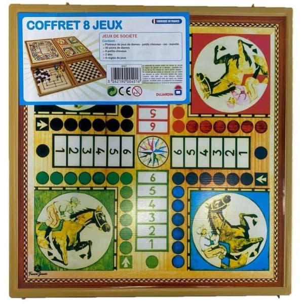 LÅTA MED 8 STANDARDSPEL - Brädspel - DUJARDIN - Njut av 8 klassiska spel samlade i en enda låda