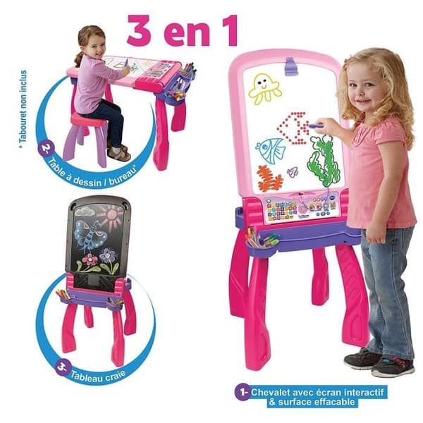 VTECH 3 i 1 interaktiv staffli - Rosa - För tjejer - Från 3 år