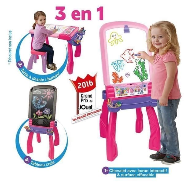 VTECH 3 i 1 interaktiv staffli - Rosa - För tjejer - Från 3 år
