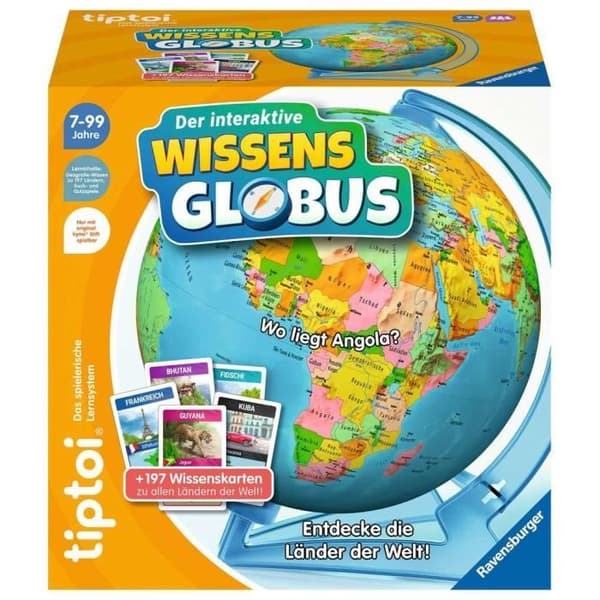 Utbildningsspel - TIPTOI - TIPTOI DEN INTERAKTIVA KUNSKAPS-JORDKULAN - 200 kort - 1 till 4 spelare - 7 år och uppåt