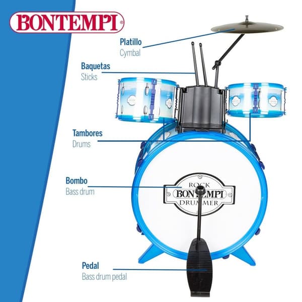 Trumset Bontempi Blå Plast 85 x 68 x 65 cm (9 Delar) (2 antal)