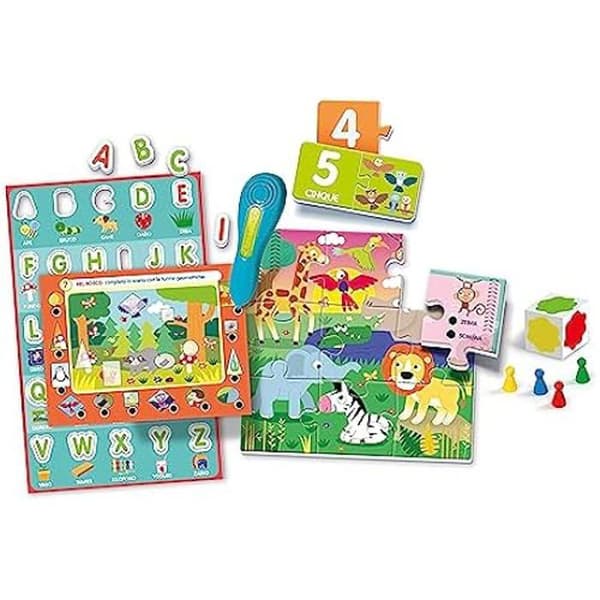 Clementoni - Sapientino 50 kortspel Interactive Pen, Educational Game 3 Years, Talking Electronics, Made in Italy, Color