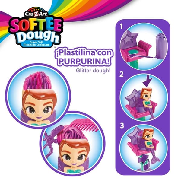 Modelleringsleirespill Cra-Z-Art Softee Dough Hår sirenas (4 enheter)