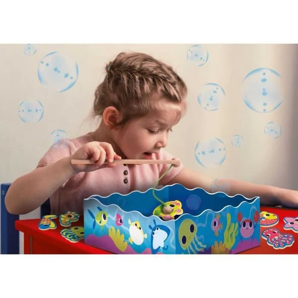 Fiske med krok - Montessori spel - MONTESSORI TRÄ - Magnetisk fiske, Tålamodsspel