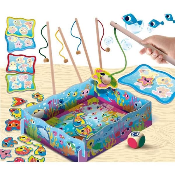 Fiske med krok - Montessori spel - MONTESSORI TRÄ - Magnetisk fiske, Tålamodsspel
