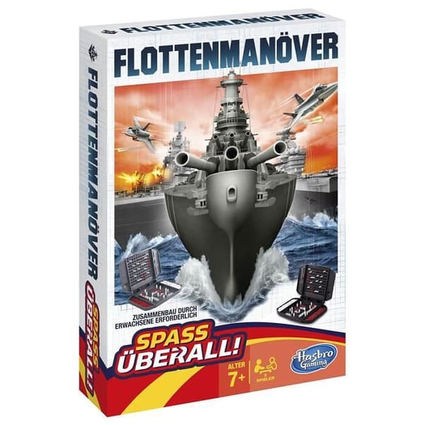 Naval Battle Travel Game - Hasbro Gaming - tysk version - från 7 år och uppåt - 2 spelare