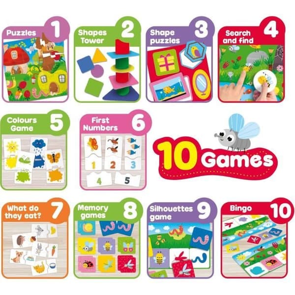 Samling av 10 utbildningsspel - CAROTINA BABY - Balanspel, Utvecklande pussel