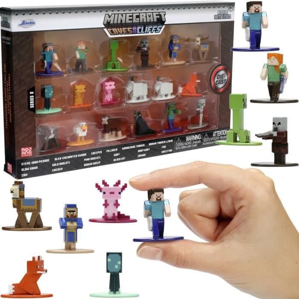 Minecraft Caves&amp;Cliffs Zestaw 18 metalliska figurer Nano Metalfigs