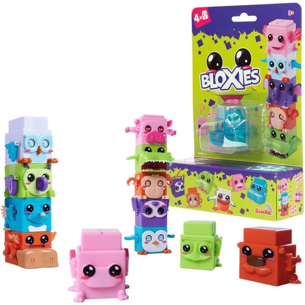 Bloxies 4-pack djurfigurer med rörliga delar Serie 1