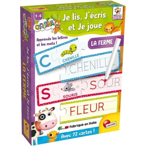 "Jag läser, Jag skriver och Jag spelar" - Gården - Utbildningsspel - CAROTINA BABY - Inlärning av läsning och skrivning