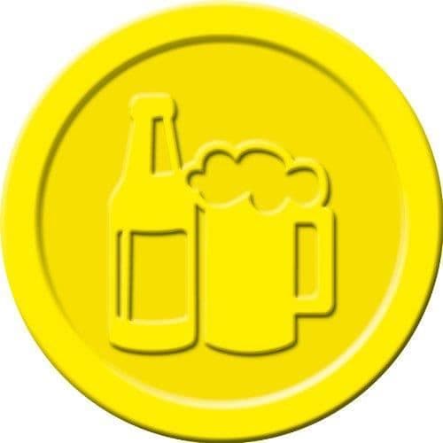 SIGEL WM004 Set med 100 "Beer"-polletter, Ø2,5 cm, gul