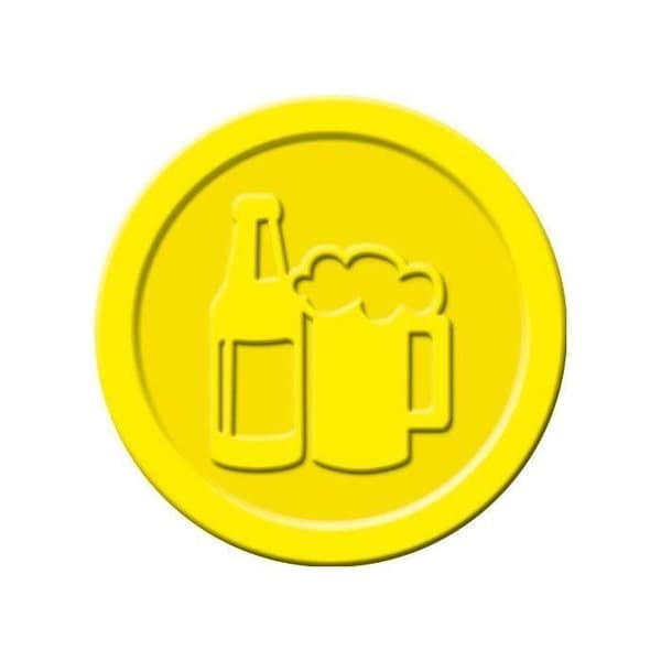 SIGEL WM004 Set med 100 "Beer"-polletter, Ø2,5 cm, gul