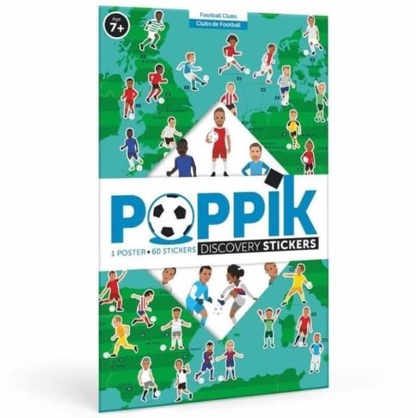 Lärspel - Poppik Affisch i klistermärken av fotbollsklubbar i 62 klistermärken