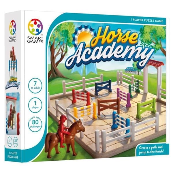 SMARTA SPEL - HÄSTAKADEMI, PUSSELSPEL MED 80 UTMANINGAR, 7 ÅR OCH PL