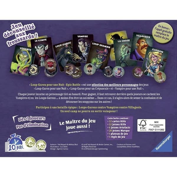 Loup-Garou pour une Nuit - Epic Battle - Ravensburger - Festspel för barn och vuxna - Rollspel - 3 till 10 spelare från 9 år
