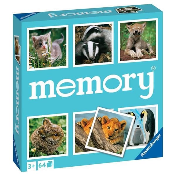 Par och minnesspel - Grand memory® - Små djur - Ravensburger - 64 kort