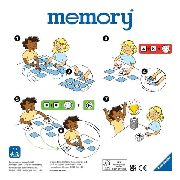 Par och minnesspel - Grand memory® - Små djur - Ravensburger - 64 kort
