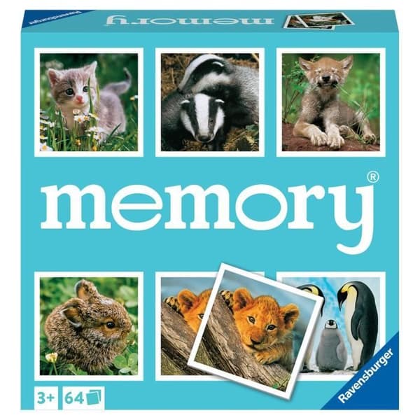 Par och minnesspel - Grand memory® - Små djur - Ravensburger - 64 kort