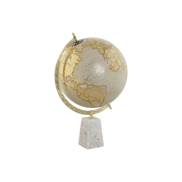 Glob Home ESPRIT Vit Gyllene PVC Marmor 27 x 25 x 40 cm