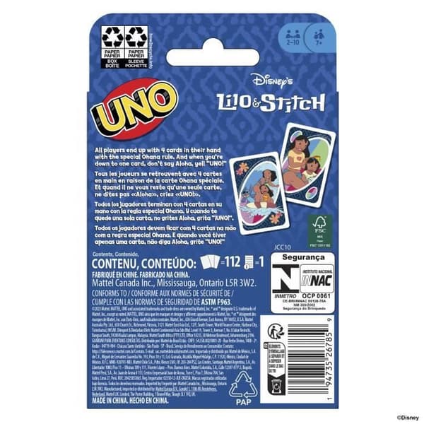 Mattel Games - Disney UNO Lilo och Stitch - Kortspel för barn och familj JCC10