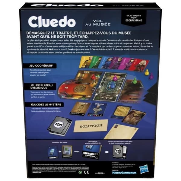 Cluedo Escape Theft på museet - Escape Game-stil undersökningsspel - familjekooperativt brädspel - från 10 år