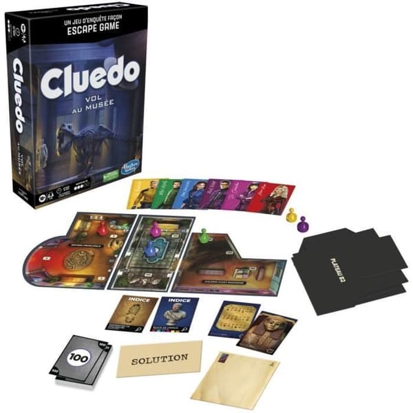Cluedo Escape Theft på museet - Escape Game-stil undersökningsspel - familjekooperativt brädspel - från 10 år