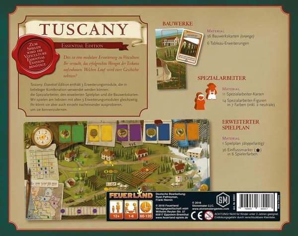 Brädspel - Feuerland spiele brädspel - 63551 - 20 - Tuscany Essential Edition