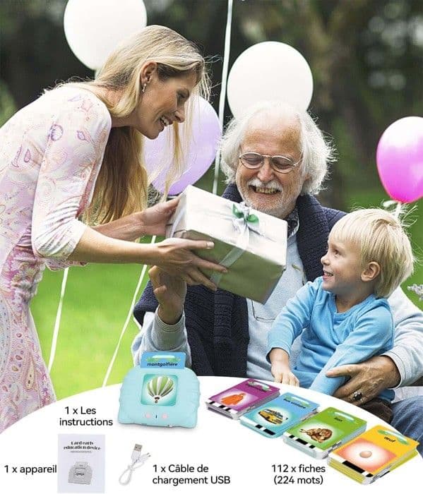 Lärleksaker med franska kort 112 ark med 224 ord, flicka pojke 1 till 6 år