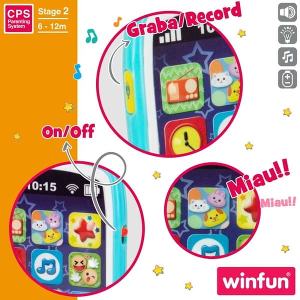 Leksakstelefon Winfun 7,5 x 14 x 2 cm (6 antal)