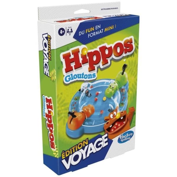Gluttonous Hippos Travel, resebrädspel för 2 spelare, 4 år, Hasbro Gaming