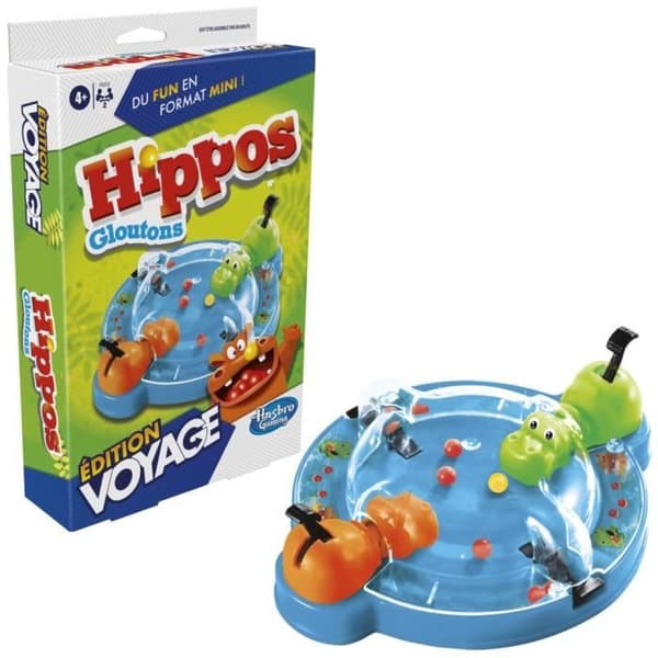 Gluttonous Hippos Travel, resebrädspel för 2 spelare, 4 år, Hasbro Gaming