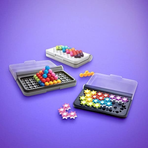 IQ Puzzler Pro + IQ Stars - Pussel för barn 6 år - Brädspel för barn 6 år - Brädspel för barn - 240 utmaningar - Resespel