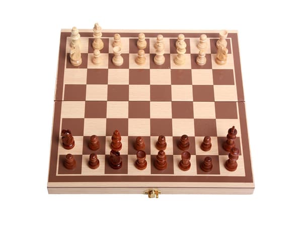 Schackspel dam triktrak stor trä 3in1
