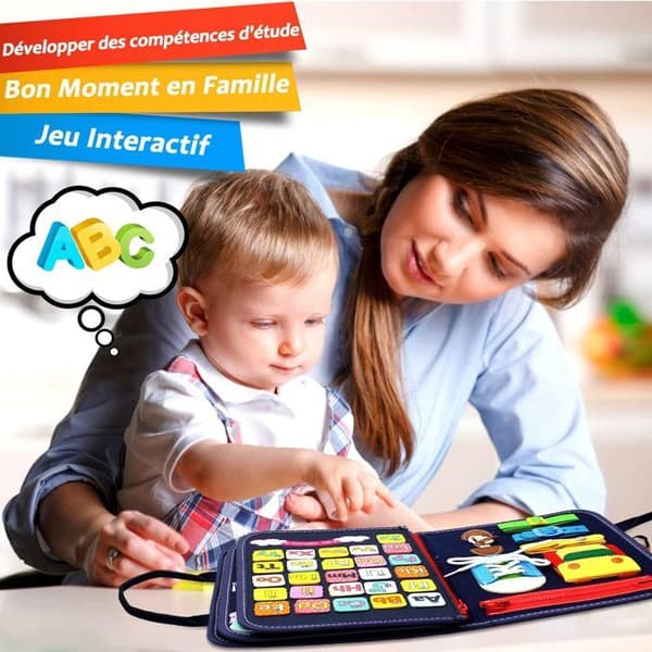 Busy Board Montessori Toy - Aktivitets- och utvecklingsleksaker för barn - Blå,P4- Montessorispel Lär dig finmotorik