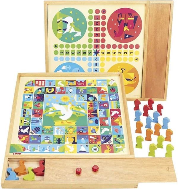 JEUJURA Gås- och småhästspel - Bricka med träpenna