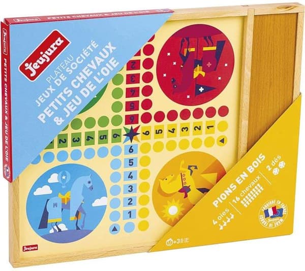 JEUJURA Gås- och småhästspel - Bricka med träpenna
