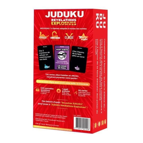 Brädspel JUDUKU - Nytt - Explosiva avslöjanden - Rolig och originell gåva - Brädspelet för vuxna - Bluff, Atmosfär