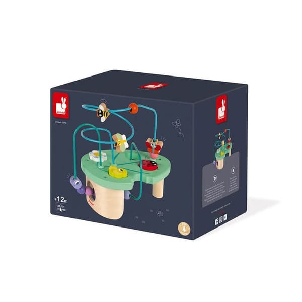 Träleksak - JANOD - Looping larv &amp; cie - Vårdesign - Från 1 år - Grön och flerfärgad