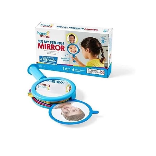 Spegel - HAND 2 MIND - SE MINA KÄNSLOR SPEGEL - Ljusa färger - Hjälper att känna igen känslor - Från 3 år och uppåt