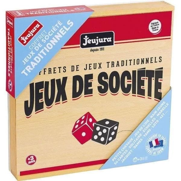 JEUJURA Traditionell Brädspel Box - Trälåda