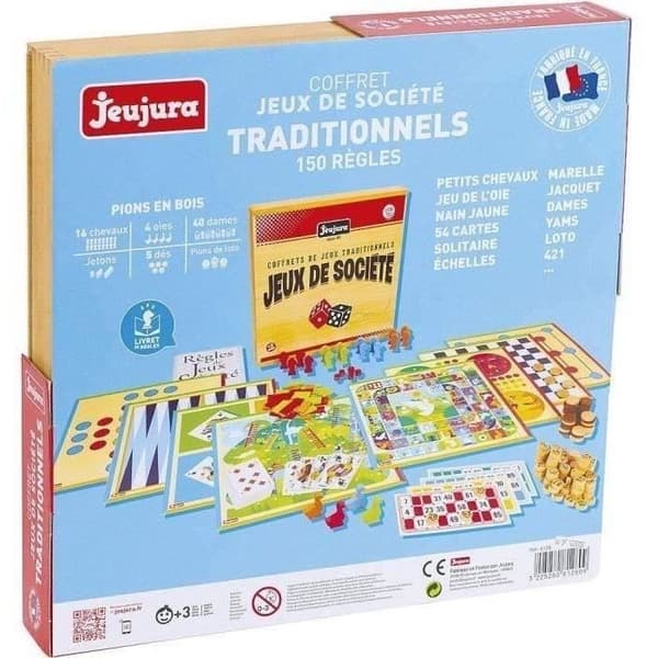 JEUJURA Traditionell Brädspel Box - Trälåda