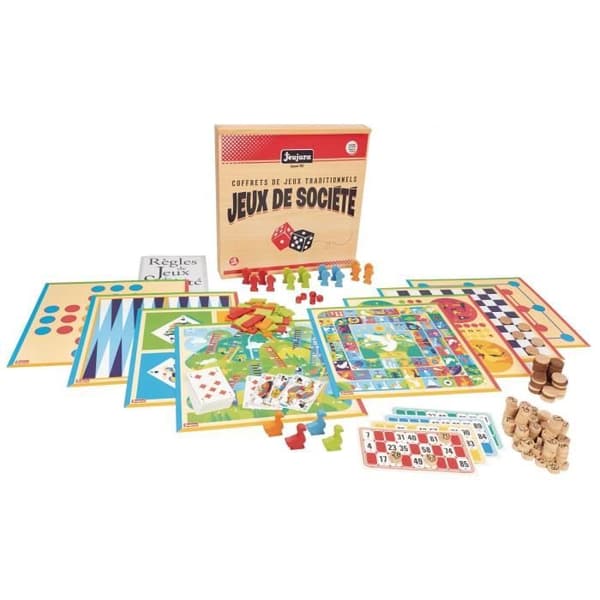 JEUJURA Traditionell Brädspel Box - Trälåda