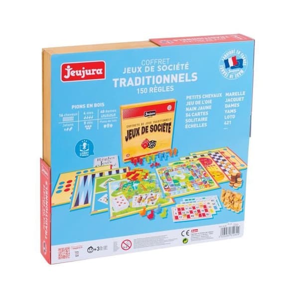 JEUJURA Traditionell Brädspel Box - Trälåda