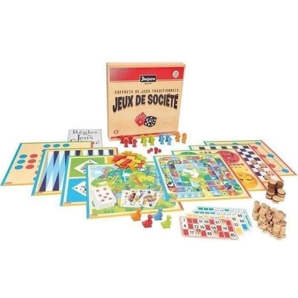 JEUJURA Traditionell Brädspel Box - Trälåda