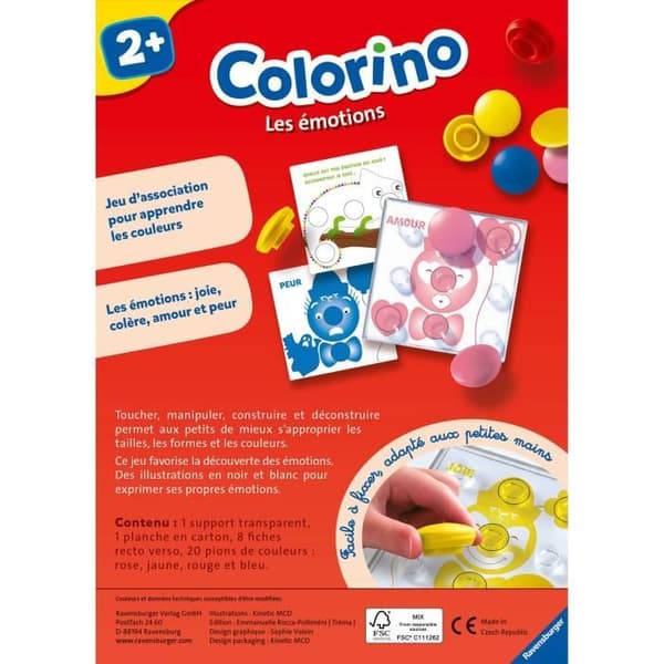 Colorino Emotions - Pedagogiskt spel - Lära sig färger - Kreativa aktiviteter för barn - Ravensburger - Från 2 år