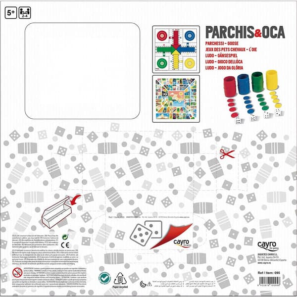 Cayro Fuldt Træ Parchís+oca 40 Cm Bestyrelse Spil Flerfarvet
